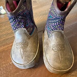 Twister Kids Boots with Brown and Multicolor Pattern